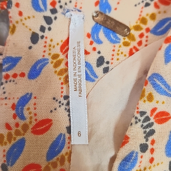 Free People Peach Floral Printed Virginia Romper with/ Open Back Size 6 - Picture 8 of 16